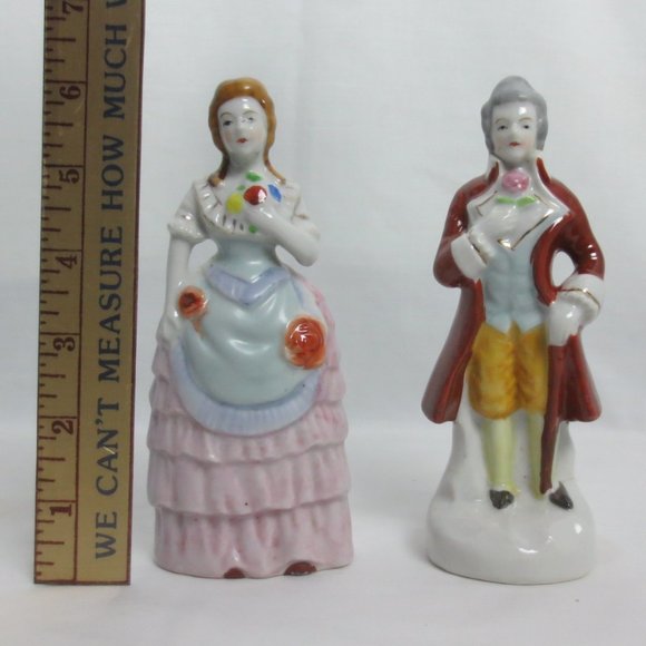 Figurines 40s Vintage 18th Century French Fashion Couple Porcelain Lot of 2 - Picture 7 of 11